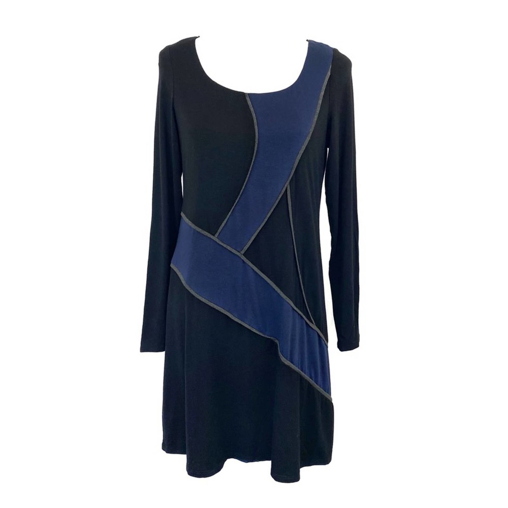 45. Decode 1.8 Long Sleeve Black Blue Midi Dress L